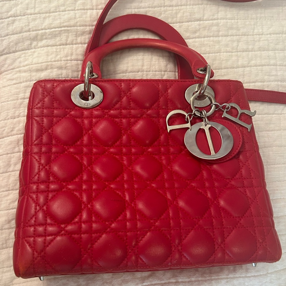 Dior Red Quilted Leather Handbag